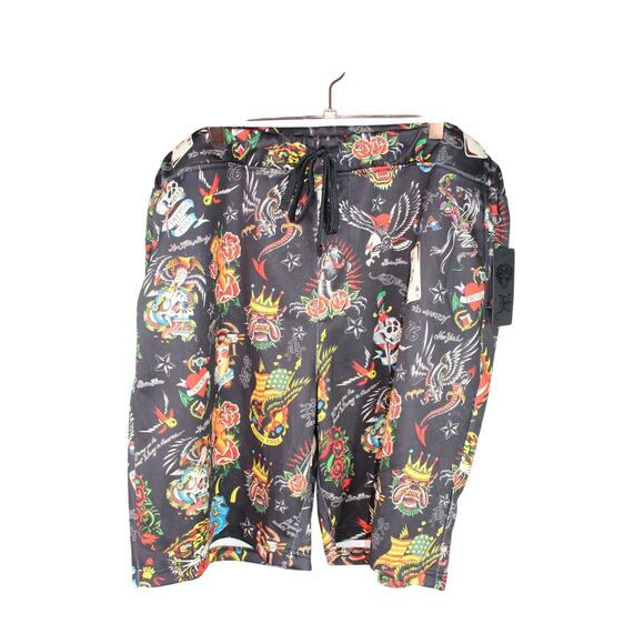 Ed Hardy Tattoo Flash Drawstring Sweatshorts With Tag Y2K Men's XL - Picture 1 of 11